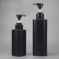 Botol Pompa Lotion Plastik PET Hitam Doff Kosong 300ml 500ml Botol Dispenser Kosmetik Isi Ulang untuk Sampo Sabun Mandi Cair