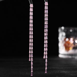 الأقراط شرابة طويلة على الموضة الكورية العصرية تعديل الوجه الدينية المتخصصة مصمم الزركون النحاس شرابة الأقراط النساء - Product Image 6