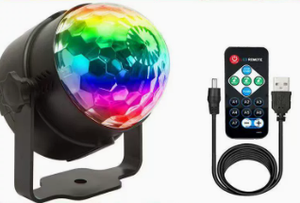 Lámpara giratoria de bola mágica de cristal multicolor, soporte con control remoto, lámpara mágica, lámpara láser con control de sonido, mini cristal - Product Image 1