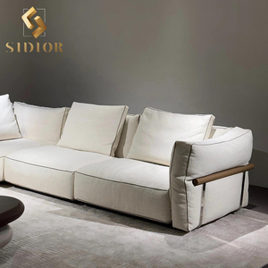 Cổ Điển Hiện Đại Ý Trắng L Hình Dạng 3 Chỗ Ngồi Nhung Vải Lanh Nhà Sảnh Sofa Ghế Cho Phòng Khách Biệt Thự - Product Image 2