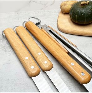Ensemble barbecue portable d'extérieur en acier inoxydable avec table en bois et sac en tissu, outils de barbecue inclus - Product Image 4