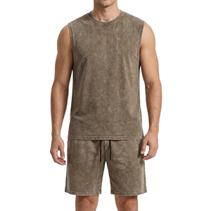 ZALFAN FITNESS Acid Washed Custom Logo Sleeveless Crew Neck <b>Loose</b> Fit <b>Tank</b> <b>Top</b> Polyester/Cotton Eco-Friendly Casual High Quality - Product Image 1
