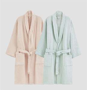 Peignoir en coton gaufré 100% Hongya, nouvelle arrivée - Peignoir unisexe <span class=keywords><strong>pour</strong></span> couples, vêtements de détente <span class=keywords><strong>pour</strong></span> hôtel et maison, toutes saisons - Product Image 2