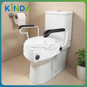 Aumentador de altura para inodoro con brazos y tapa, de plástico de lujo, para personas mayores, equipo de seguridad para el baño - Product Image 4