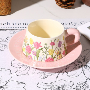 Lelyi alta <span class=keywords><strong>bellezza</strong></span> fiore ceramica tazza di <span class=keywords><strong>caffè</strong></span> e piatto carino fiore tazza e piatto regalo - Product Image 2