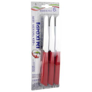 Juego de cuchillos Inoxbom de 6 piezas, cuchillos de mesa de acero inoxidable rojo, hechos en Italia, aptos para lavavajillas. - Product Image 2