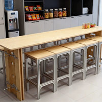 Table de bar haute en aluminium et contreplaqué de bouleau pour restaurant et café