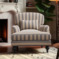 Sofá individual de estilo Retro americano, diseño informal a rayas perezoso, tela de esponja cómoda para el hogar, sala de estar, dormitorio, Villa