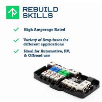 Bloque de Distribución de Fusibles ANL de 2 Entradas y 4 Salidas, Caja de Fusibles Multifuncional de 4 Vías para Modificación de Amplificador de Audio para Automóvil