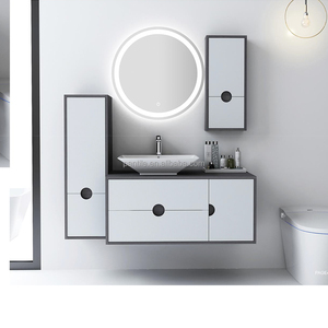 Nouveau produit : Meuble de salle de bain moderne à fixation murale, style américain, en mélamine, armoire haute pour toilettes - Product Image 3