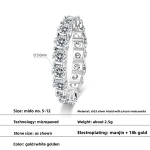 Semplice cerchio geometrico <span class=keywords><strong>925</strong></span> <span class=keywords><strong>argento</strong></span> Moissanite anello donna bella gioielleria per san valentino e matrimonio elegante Moissanite anello - Product Image 4