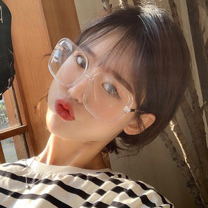 Montures de lunettes carrées tendance, monture intégrale, verres PC, anti-UV, anti-lumière bleue, transparentes, unisexes, style coréen O4-207 - Product Image 4