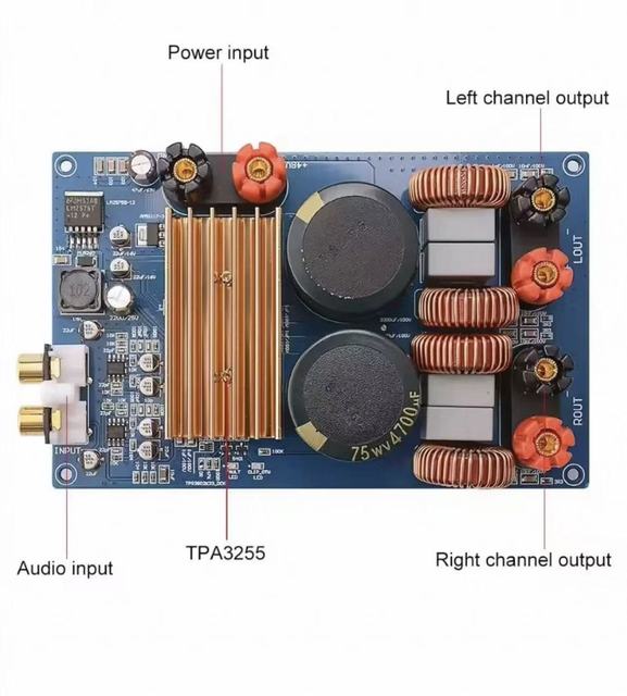 TPA3255 Digital Amplifier Board-Digital Power AMP Circuit Module 300W + 300W DC 20-48V Japan Audio/Video Processing