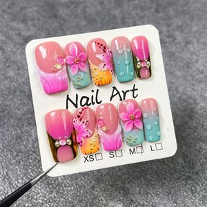 <span class=keywords><strong>Uñas</strong></span> postizas TSZS de <span class=keywords><strong>verano</strong></span> con flores 3D hechas a mano, decoración de <span class=keywords><strong>uñas</strong></span> con conchas marinas, reutilizables, <span class=keywords><strong>largas</strong></span> y cuadradas. - Product Image 6