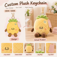 Porte-clés en peluche personnalisé CPC CE, pendentif fruit ananas, jouet en peluche animal mignon, breloque de sac, cadeau mascotte personnalisé, fournisseur