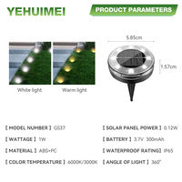 Borne LED extérieure étanche IP65 pour hôtel, style moderne ABS+PC, éclairage de jardin LED 1W, borne solaire pour allée, lampe de pelouse