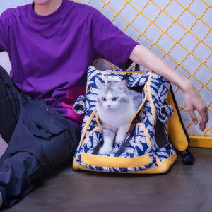 Mochila para Mascotas con Estampado Hawaiano al por Mayor, Diseño de Sonrisa de Perrito, Transportín Portátil y Cómodo para Perros y Gatos, para Viajes y Actividades al Aire Libre - Product Image 4