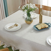 Nappe de Table en coton et lin à volants, tissu anti-poussière pour Table de pique-nique