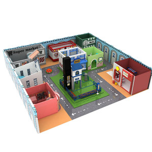 Centro de juegos interior de plástico con supermercado y edificios urbanos para área de juegos educativos para niños - Product Image 1