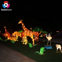 Lanterne en soie imperméable sur mesure grandeur nature de dinosaure animatronique pour le Festival des Lanternes, idéale pour la décoration nocturne des parcs à thème jurassiques