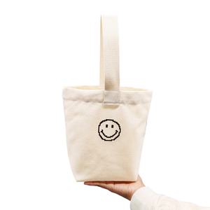 Mosaïque sourire visage Eco toile sac bricolage japonais <span class=keywords><strong>et</strong></span> coréen sac à main sortir Portable <span class=keywords><strong>et</strong></span> Simple café Portable toile sac - Product Image 2