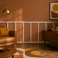 Panel Dinding Wainscoting PS Ringan Tahan Air Anti Rayap Pemasangan Lem Penutup Dinding Pabrik untuk Interior Rumah