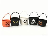 Panier à bonbons en corde de coton Essora pour Halloween, en forme de baril, robuste, avec poignée intégrée en corde, motifs citrouille, crâne, Jack O'Lantern