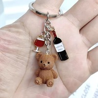 Porte-clés Mignon Ours Tasse à Café, Pendentif Grains de Café en Résine, Breloque Créative pour Sac, Accessoire de Mode, Cadeau pour les Amateurs de Café
