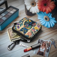 Dompet Koin Ritsleting Tahan Air Ringan Gambar Kucing Kartun Mini Baru Tas Penyimpanan Portabel Hadiah Teman Uniseks