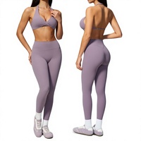 Setelan Olahraga Wanita 6 Potong Elastis Tinggi Slim Solid/Print Cepat Kering Peregangan Empat Arah Pakaian Yoga Fitness Model 4208
