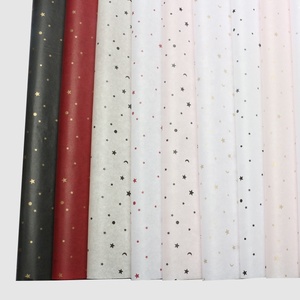 Papel de seda con estampado de estrellas y luna en dorado, papel de regalo con diseño floral para floristería - Product Image 3