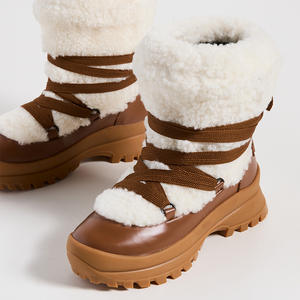 2024 Logo personnalisé femmes hiver chaud <span class=keywords><strong>bottes</strong></span> mode <span class=keywords><strong>fille</strong></span> fausse fourrure bottines semelle épaisse plate-forme PU semelle intérieure daim matériel neige - Product Image 4