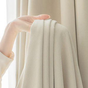 ZSTARR High-end Faux-Chenille Blackout Pinch Pleated <strong>Curtain</strong> Custom Modern Cream Style Living Room Floating <strong>Window</strong> - Product Image 2