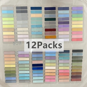 ชุดปากกาเน้นข้อความ PET แบบติดเอง 12 ชิ้น พร้อมกระดาษโน้ตใสสำหรับสมุดบันทึก วางแผนงาน และอุปกรณ์เครื่องเขียนสำหรับกลับไปโรงเรียน - Product Image 5