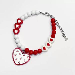 Grosir kalung anjing rantai hati ceri kalung anjing kecil perhiasan hewan peliharaan mewah Aksesori kerah - Product Image 1