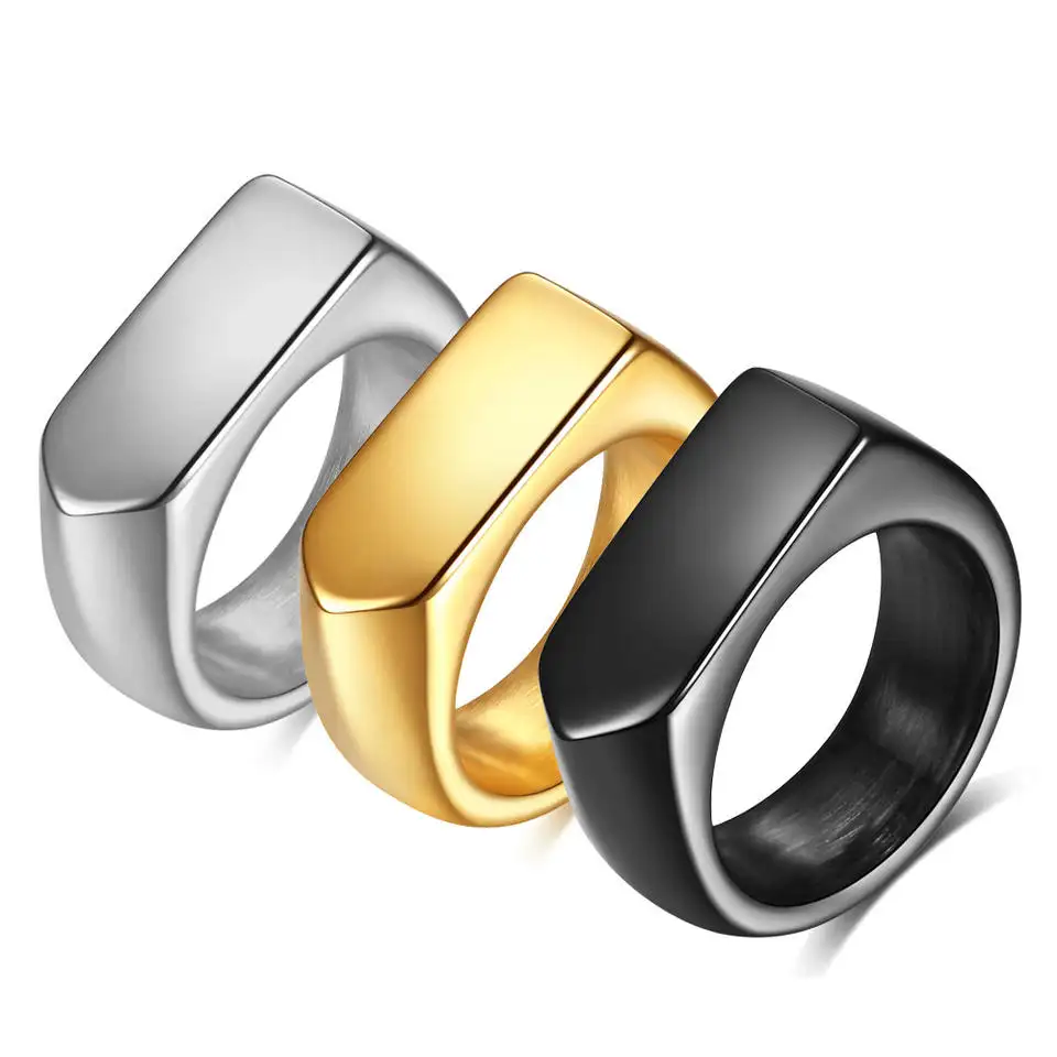Most Popular Blank Metal Ring Stainless Steel Bar Engraved Custom Logo Ring For Men Women