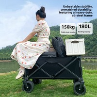 Chariot de camping pliable et synchronisé pour l'extérieur, avec double frein, idéal pour les pique-niques et la vente ambulante, modèle SYNC-R09