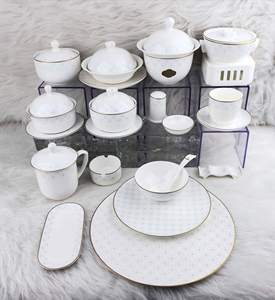 Juego de Platos y Tazones de Porcelana Azul con Impresión por Tampografía, 18 Piezas, Venta al Por Mayor de Fábrica, OEM, Personalizado, Apto para Lavavajillas y Microondas, para Restaurantes - Product Image 3