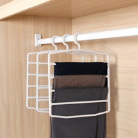 Cintres à pantalons multi-niveaux en plastique pour économiser de l'espace, organisateur de placard pour cravates, écharpes, jupes, jeans, rangement de garde-robe
