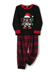 Fabrik ODM Großhandel Neues Gnome-Pyjama-Set Rot-Grün Kariert Thermisch Atmungsaktiv Familien-Partnerlook Weihnachten Elastischer Bund - Product Image 3