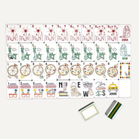Jeu de société de style britannique avec tuiles de mahjong américaines en acrylique rouge, blanc et bleu à 5 couches, motif London Big Ben et bus à deux étages, coffret cadeau