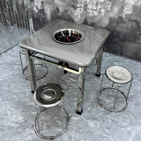 Table à manger pliante circulaire en acier inoxydable épais et moderne pour restaurant, hôtel, usage domestique - Durable et écologique
