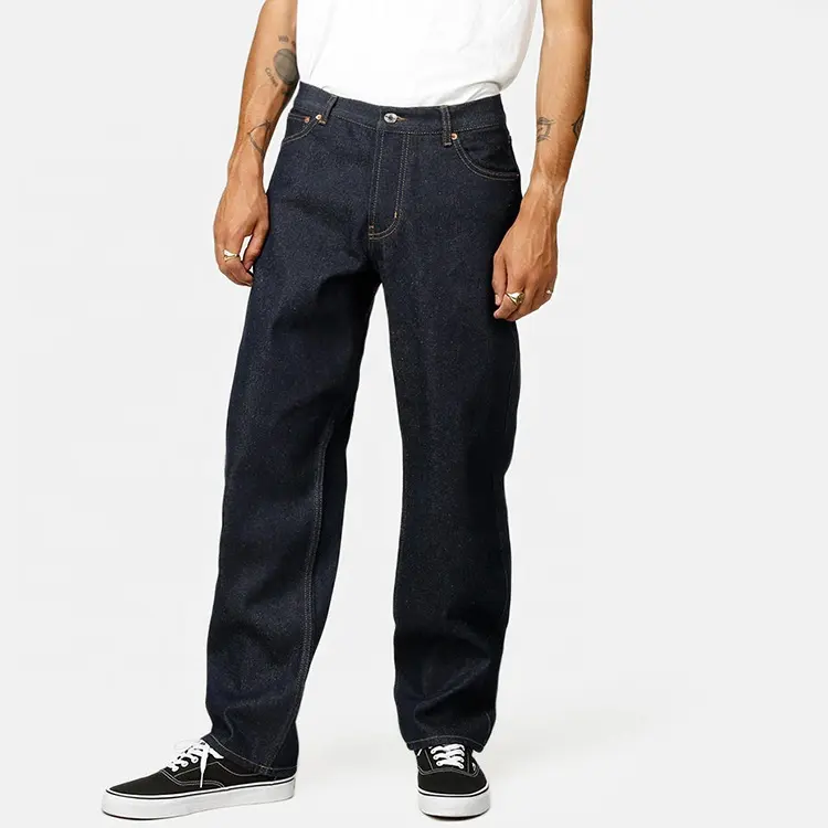 Custom Wholesale High Quality Cotton Unwash Original Raw Fashion Selvedge Denim Men's Jeans