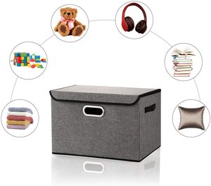 Household Items High Quality Foldable Fabric Storage Boxes Bins With Lid For Dress Clothes Toy storage