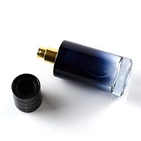 Flacon pulvérisateur de parfum en verre vide, cylindrique, dégradé bleu, 20ml, 30ml, 50ml, 100ml, avec pompe personnalisée, coloré, de luxe, avec boîte d'emballage