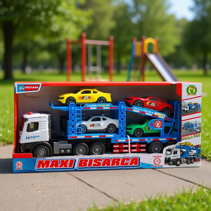 Camión Portacoches Maxi Bisarca Escala 1:16 con 4 Autos, Juguete a Batería para Niños - Product Image 3