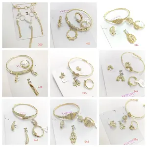 Xuping Set Perhiasan Pernikahan Pengantin Wanita, Set Perhiasan Pernikahan Pengantin Afrika Lapis Emas Saudi, Set Perhiasan Dubai, Modis S-2