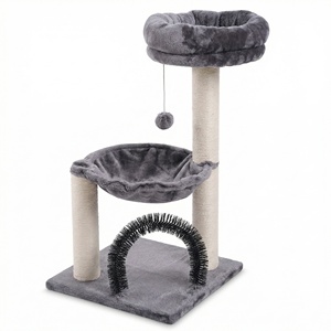 Arbre à chat moderne de luxe en bois gris, grand format, adapté aux chatons, écologique, taille personnalisable, avec griffoirs et lit, vente en gros, direct usine - Product Image 6