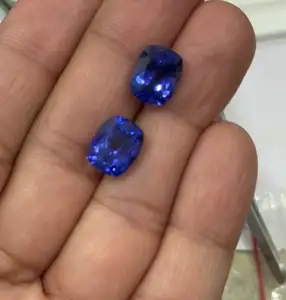 Best Premium Quality Tanzanite Cushion Cut Pair AAAAA Quality Loose Tanzanite Gemstones Untreated Lot Ready for Jewelry Setting