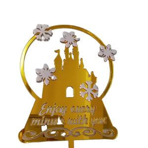 Decoración para Pastel de San Valentín en Acrílico, Disfruta de Cada Minuto Contigo, Decoración Romántica para Pastel con Castillo Dorado - Product Image 6